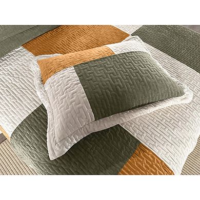 BrylaneHome Modern Velvet Patchwork Bedspread