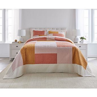 BrylaneHome Modern Velvet Patchwork Bedspread