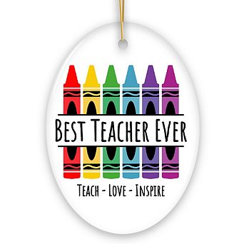 Best Teacher Ever Ornament, School Theme Appreciation Christmas Gift and Tree Decor