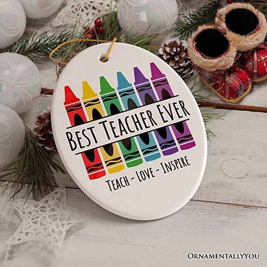 Best Teacher Ever Ornament, School Theme Appreciation Christmas Gift and Tree Decor