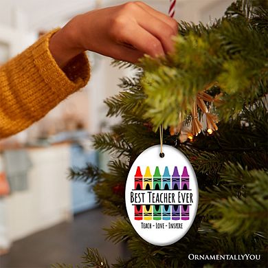Best Teacher Ever Ornament, School Theme Appreciation Christmas Gift and Tree Decor