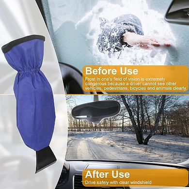 Ice Scraper Glove for Car Windshield Fleece-Lined Winter Snow Scraper Mitt Keeps Hands Warm