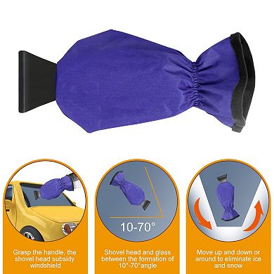 Ice Scraper Glove for Car Windshield Fleece-Lined Winter Snow Scraper Mitt Keeps Hands Warm