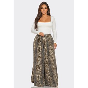 Leopard Print Wide-leg Pants
