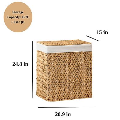 Judas Water Hyacinth Woven Brown Rectangular Laundry Hamper