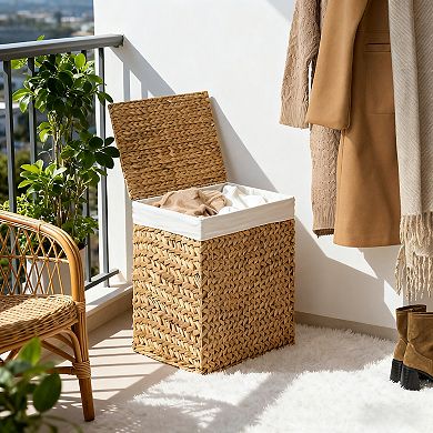 Judas Water Hyacinth Woven Brown Rectangular Laundry Hamper