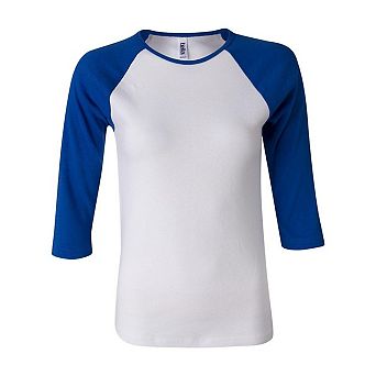 BELLA + CANVAS Womens 1X1 Baby Rib Raglan Three-Quarter Sleeve Tee