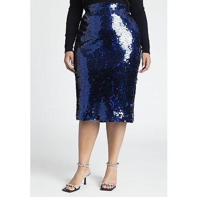 ELOQUII Women's Plus Size Sequin Pencil Skirt