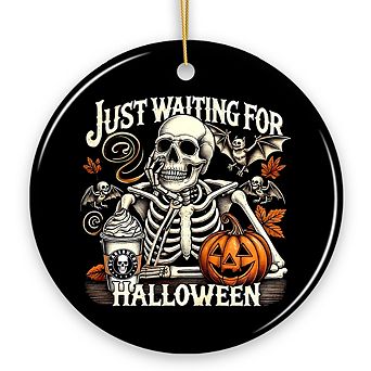 Just Waiting for Halloween Ornament, Spooky Skeleton Gift and Decor for Autumn Season