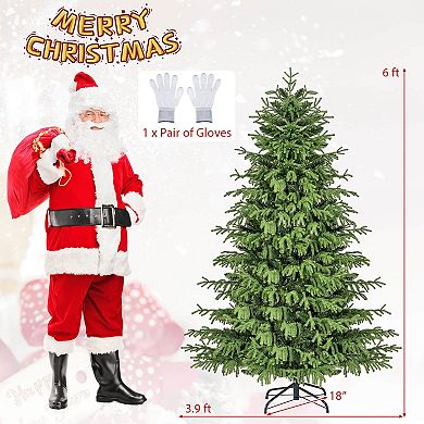 Costway 6/7/8 FT Artificial Christmas Tree with 270 LED Lights, 746 Branch Tips for Home Party