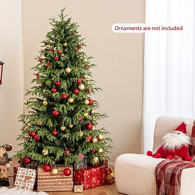 Costway 6/7/8 FT Artificial Christmas Tree with 270 LED Lights, 746 Branch Tips for Home Party