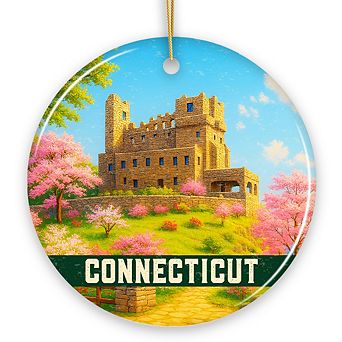 Charming Connecticut Gillette Castle Ornament, Historic Landmark Christmas Gift and New England
