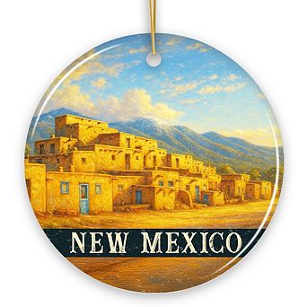 Artistic New Mexico Taos Pueblo Ornament, Native American Heritage Christmas Gift Crnament