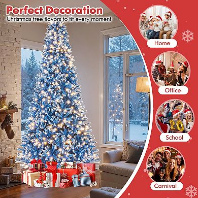 Costway 6/7/8/9 FT Artificial Christmas Tree, with 270/340/420/520 Warm White LED Lights