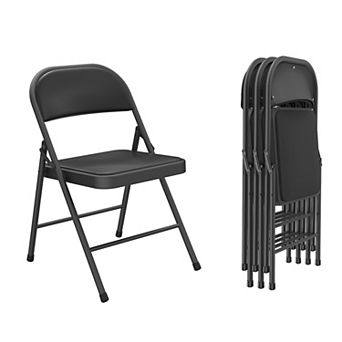 Folding Chair 4 Pack Comfy PU Leather Padded Folding Chairs for Outside and Indoor