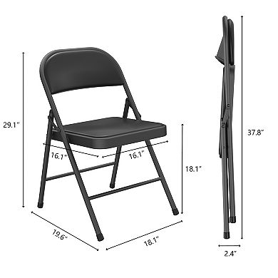 Folding Chair 4 Pack Comfy PU Leather Padded Folding Chairs for Outside and Indoor