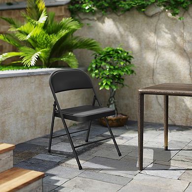 Folding Chair 4 Pack Comfy PU Leather Padded Folding Chairs for Outside and Indoor