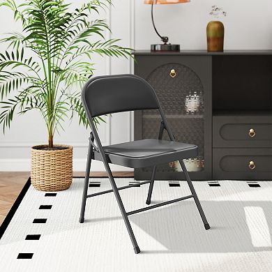 Folding Chair 4 Pack Comfy PU Leather Padded Folding Chairs for Outside and Indoor