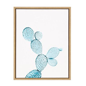 Sylvie Blue Cactus Framed Canvas by Simon Te of Tai Prints 18 in x 24 in