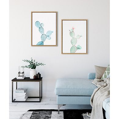 Sylvie Blue Cactus Framed Canvas by Simon Te of Tai Prints 18 in. x 24 in.
