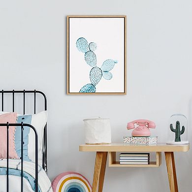 Sylvie Blue Cactus Framed Canvas by Simon Te of Tai Prints 18 in. x 24 in.