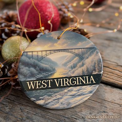 Scenic West Virginia New River Gorge Bridge Christmas Ornament, Landscape Appalachian State Gift