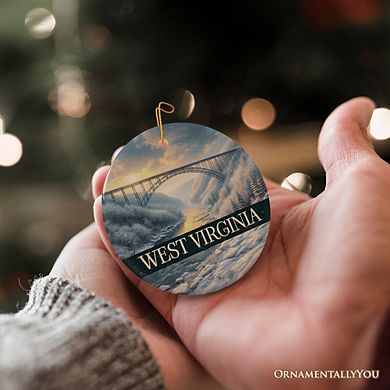 Scenic West Virginia New River Gorge Bridge Christmas Ornament, Landscape Appalachian State Gift