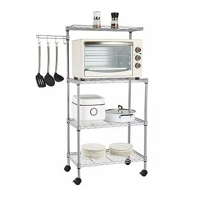 Kitchen Microwave Oven Stand Storage Cart 4 Tier Rack
