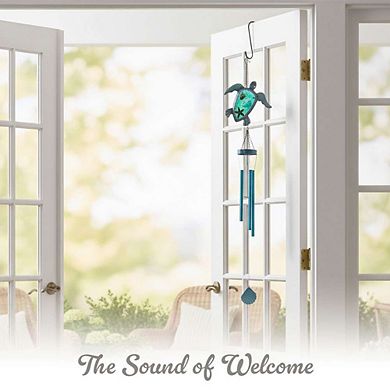 G128 Wind Chime Sea Turtle for Outside, Coastal Ocean Theme Windchimes