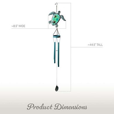 G128 Wind Chime Sea Turtle for Outside, Coastal Ocean Theme Windchimes