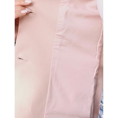 Blazer for Women's Short Sleeve Lapel Open Front Business Work Casual Suit Jackets with Pockets