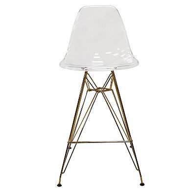 Leisuremod Cresco Modern Acrylic Barstool With Gold Chrome Base And Footrest