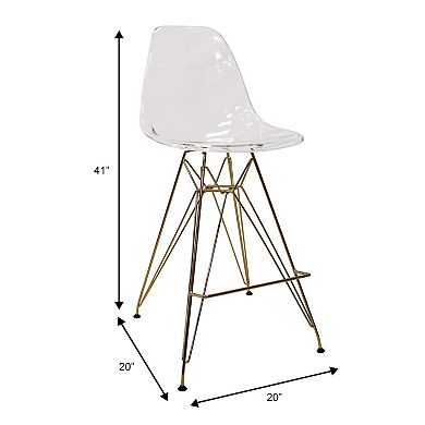 Leisuremod Cresco Modern Acrylic Barstool With Gold Chrome Base And Footrest