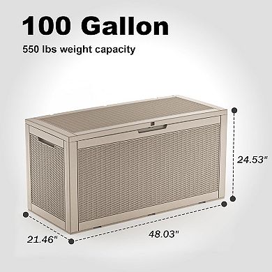 Yardgrace 100 Gallon Outdoor Storage Box Patio Deck Box Garden Storage Boxes Outdoor Waterproof