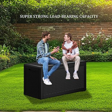 100 Gal. Outdoor Resin Waterproof Deck Box with Lockable Lid