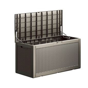100 Gal. Outdoor Resin Waterproof Deck Box with Lockable Lid