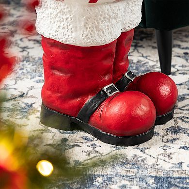 Glitzhome Peppermint Boot MGO Stool, Christmas Accent Table, 14.5"H