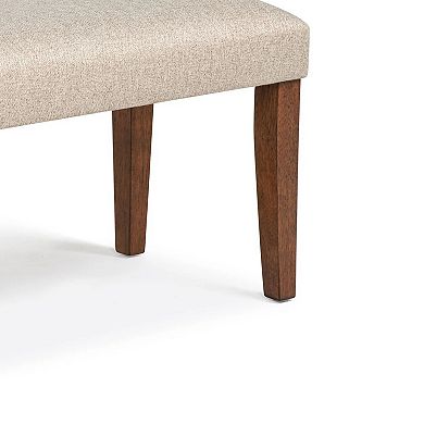 Goko Dining Bench, Earthy Yellow Fabric Seat, Brown Wood Legs, 42 Inch