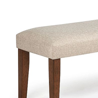 Goko Dining Bench, Earthy Yellow Fabric Seat, Brown Wood Legs, 42 Inch