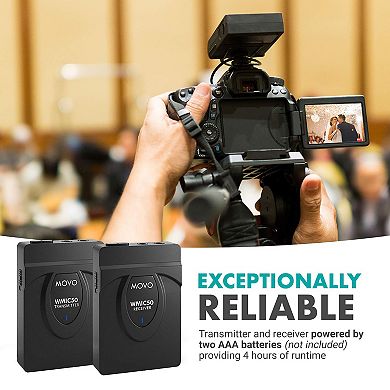 Movo WMIC50 2.4GHz Wireless Lavalier Microphone System for Cameras