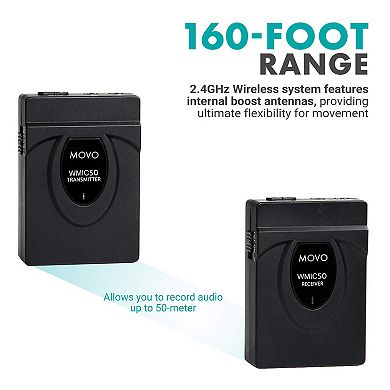 Movo WMIC50 2.4GHz Wireless Lavalier Microphone System for Cameras