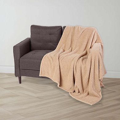 BrylaneHome Hgtv Butter Sherpa Faux Fur Throw