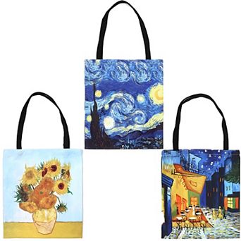 Van Gogh Large Cotton Shoulder Tote Bag Canvas Shopping Handbag 3 pc