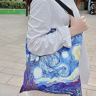 Van Gogh Large Cotton Shoulder Tote Bag Canvas Shopping Handbag 3 Pcs