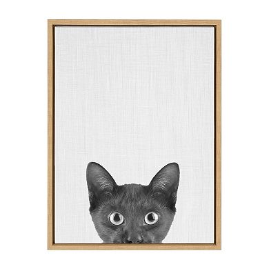 Sylvie Black Kitten Framed Canvas by Simon Te of Tai Prints 18 in. x 24 in.