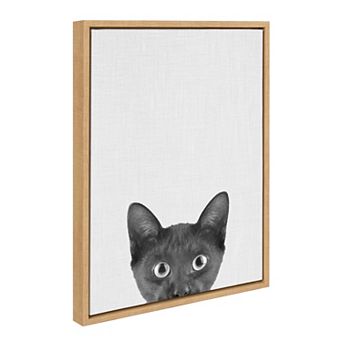 Sylvie Black Kitten Framed Canvas by Simon Te of Tai Prints 18 in x 24 in