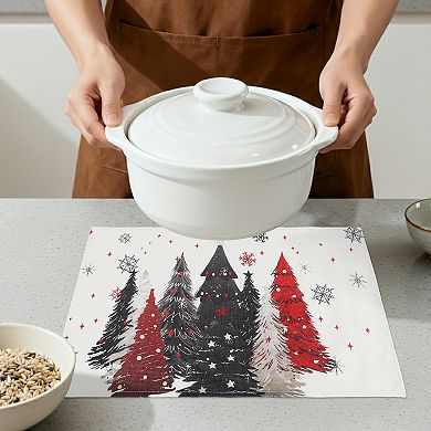 Placemats Set of 6 Linen Placemat, Washable Kitchen Table Mat, Seasonal Holiday Christmas Place Mats