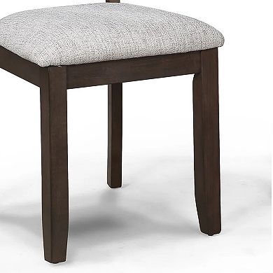 Wogy Side Dining Chair Set of 2, Brown Wood Ladder Backrest, Off White Seats