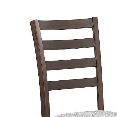 Wogy Side Dining Chair Set of 2, Brown Wood Ladder Backrest, Off White Seats