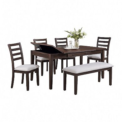 Wogy Side Dining Chair Set of 2, Brown Wood Ladder Backrest, Off White Seats